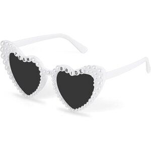 🆕Women White Heart Sunglasses Team Bride Sun Glasses Bridesmaid Pearl Glasses